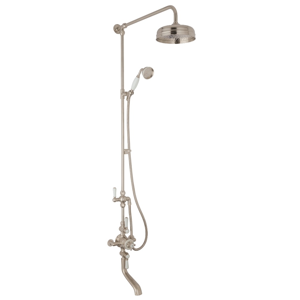BC Designs Victrion Brushed Nickel 3-Way Valve with Shower & Spout Bath Filler Cut Out